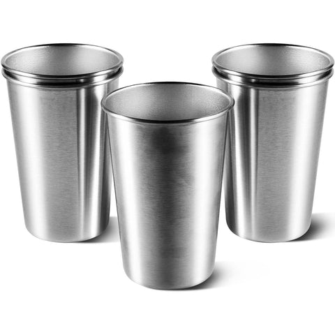 KISEER 16 oz stainless steel pint cup close-up, polished finish, durable.