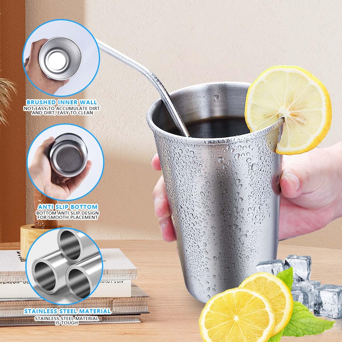 KISEER 16 oz cups used outdoors for camping and picnics.
