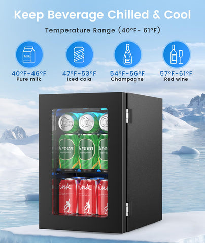 Kismile 24-can compact fridge demonstrates organized storage for drinks.