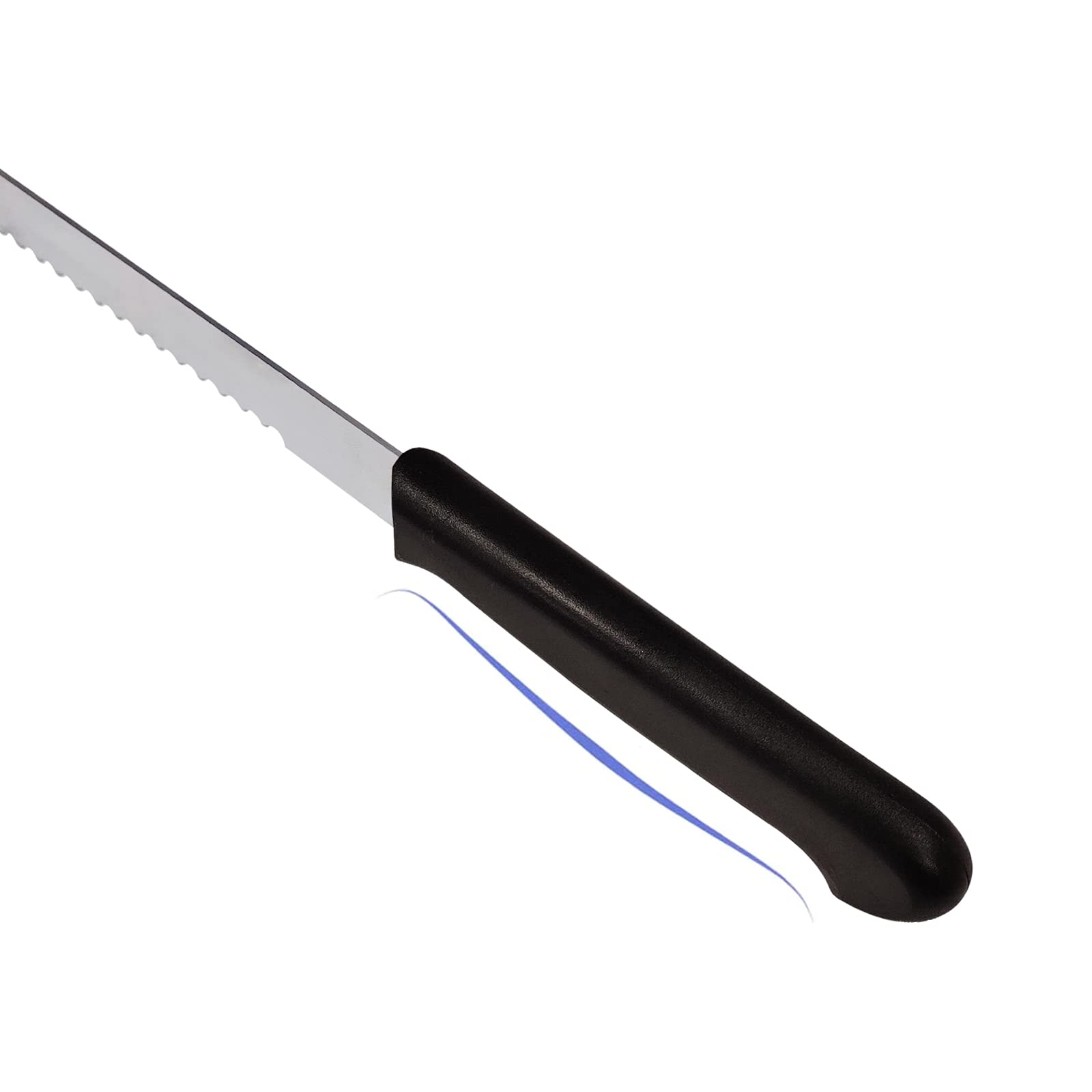 Kiss Core long knife in action on a homemade bread loaf.