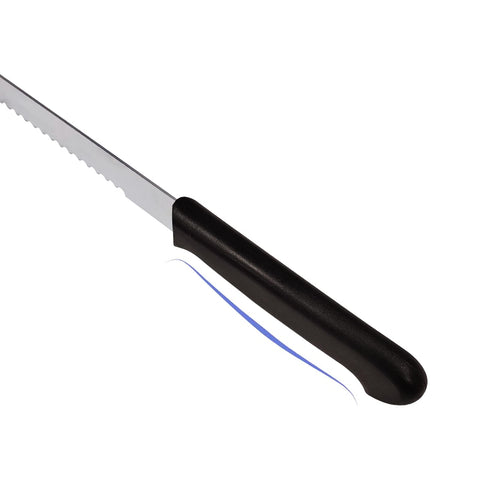 Kiss Core long knife in action on a homemade bread loaf.
