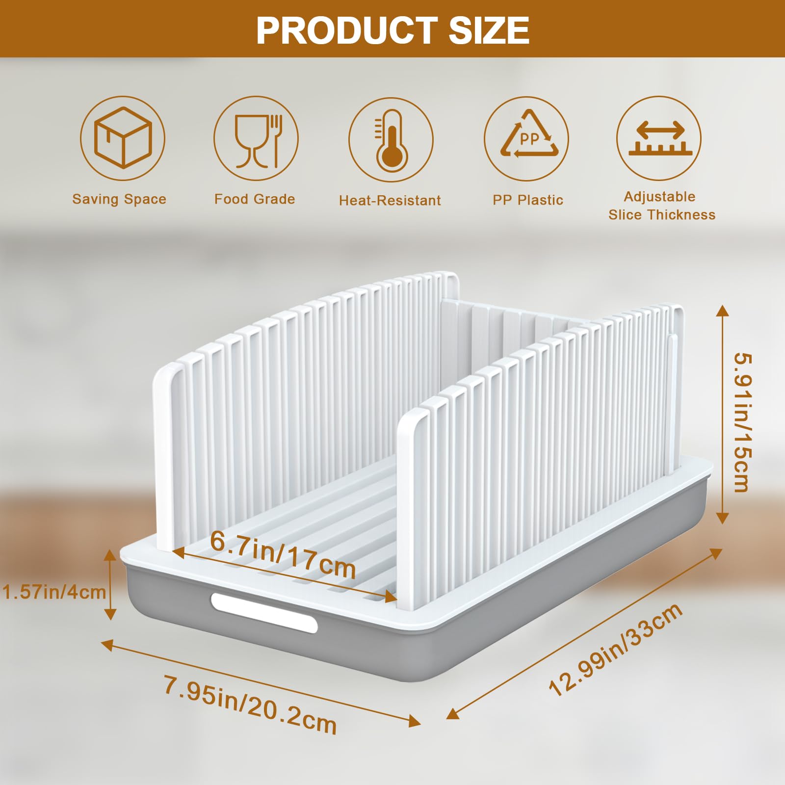 Kiss Core Upgrade Bread Slicer handles up to 6.7 inches wide loaves.