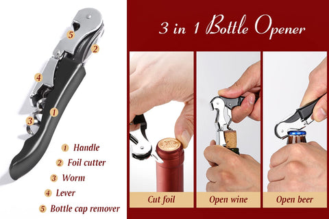 Kit-Home durable stainless steel corkscrew designed for all cork types.