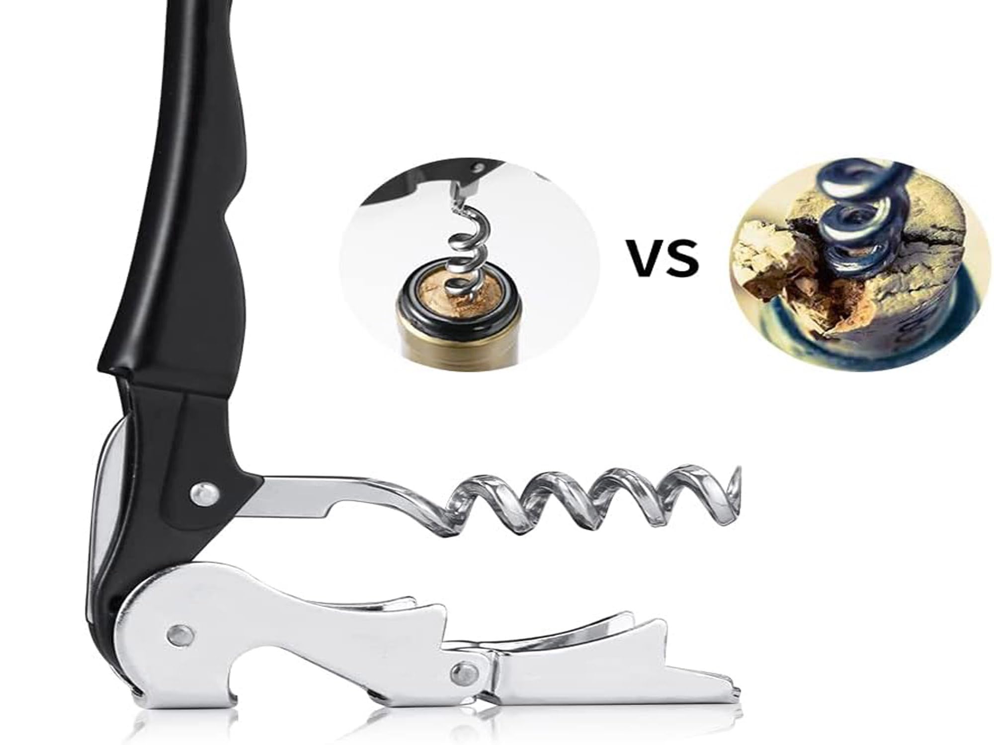 Kit-Home integrated corkscrew with foil cutter for quick service.