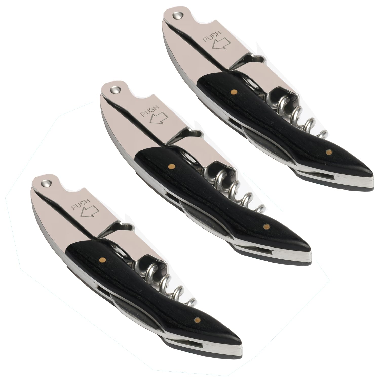 Kit-Home waiter corkscrew with rosewood handle provides a sturdy grip for quick cork removal