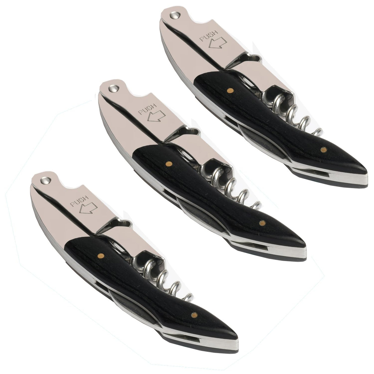 Kit-Home waiter corkscrew with rosewood handle provides a sturdy grip for quick cork removal