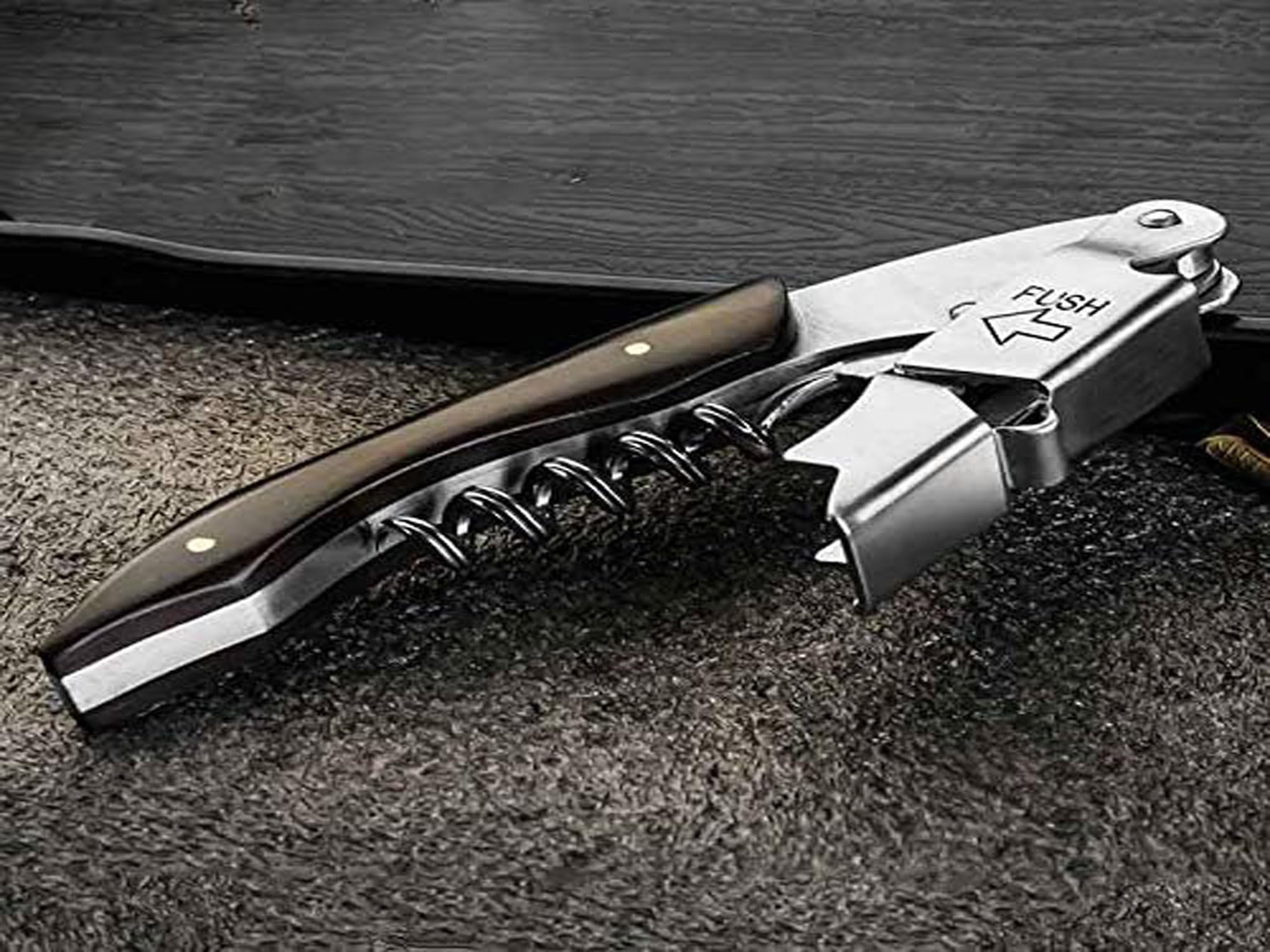 Kit-Home wine key featuring bar-friendly tools for foil cutting and bottle opening