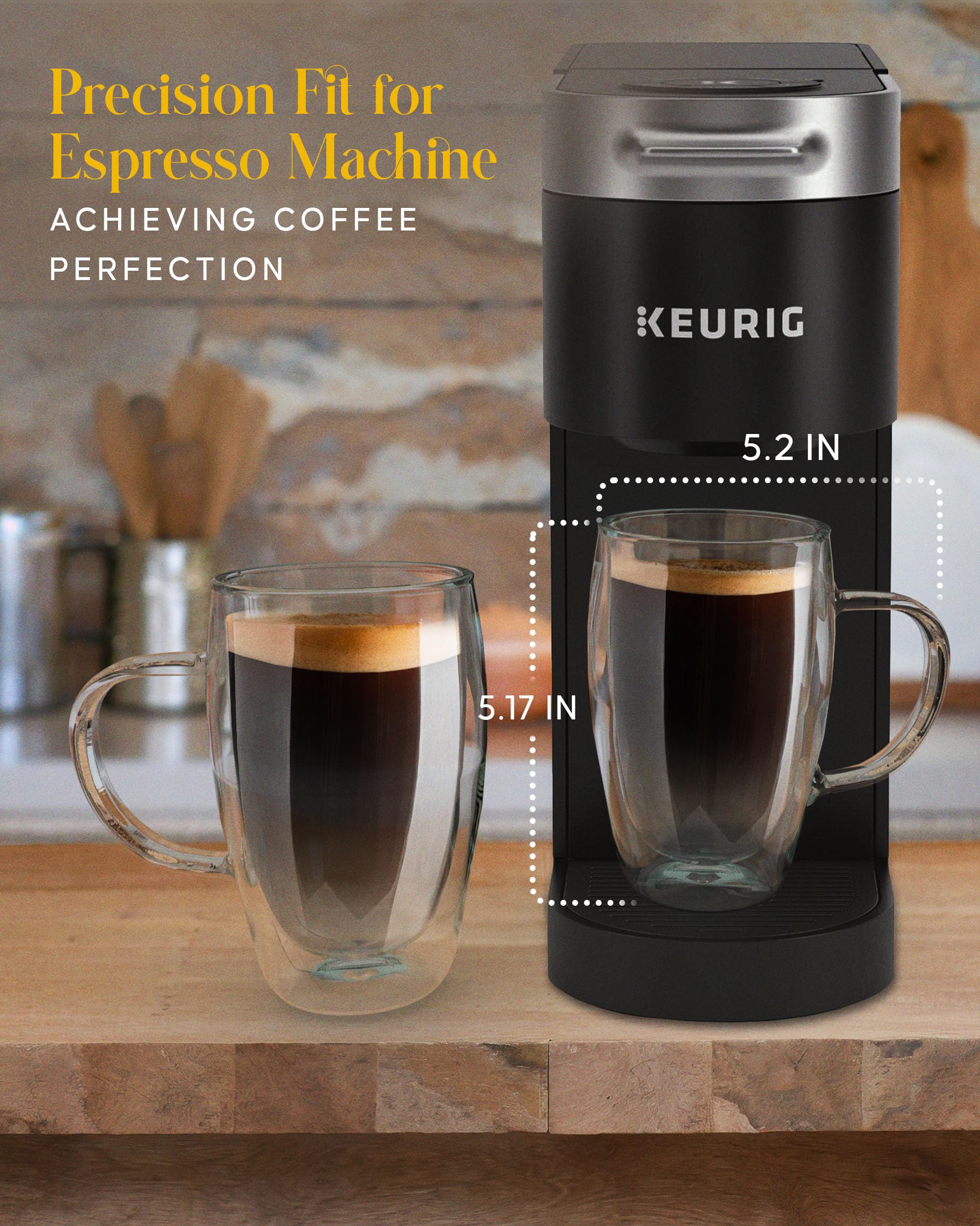Kitchables glass coffee mug with espresso steam highlighting clarity