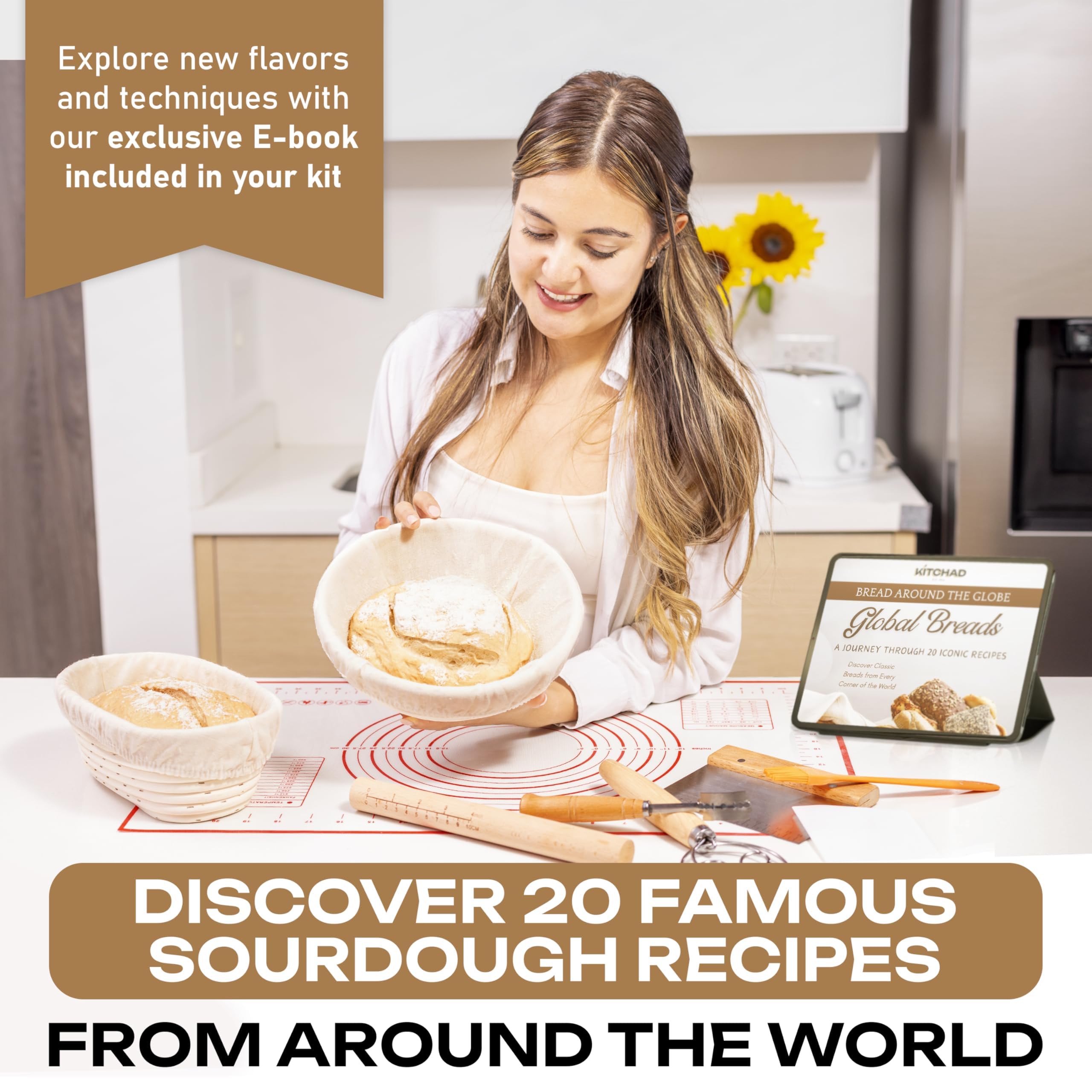 KITCHAD rolling pin helps precise dough shaping and control.