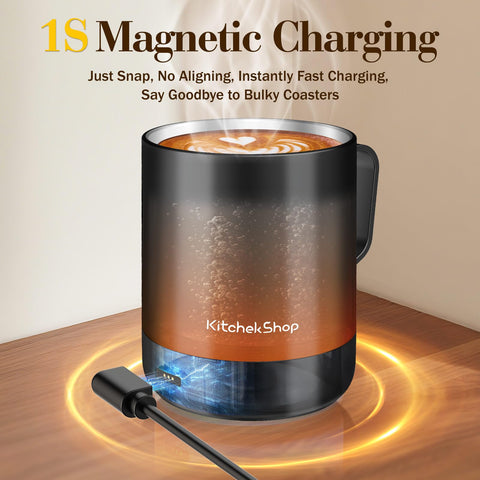 KitchekShop mug warmer battery indicator communicates remaining power for worry-free use.