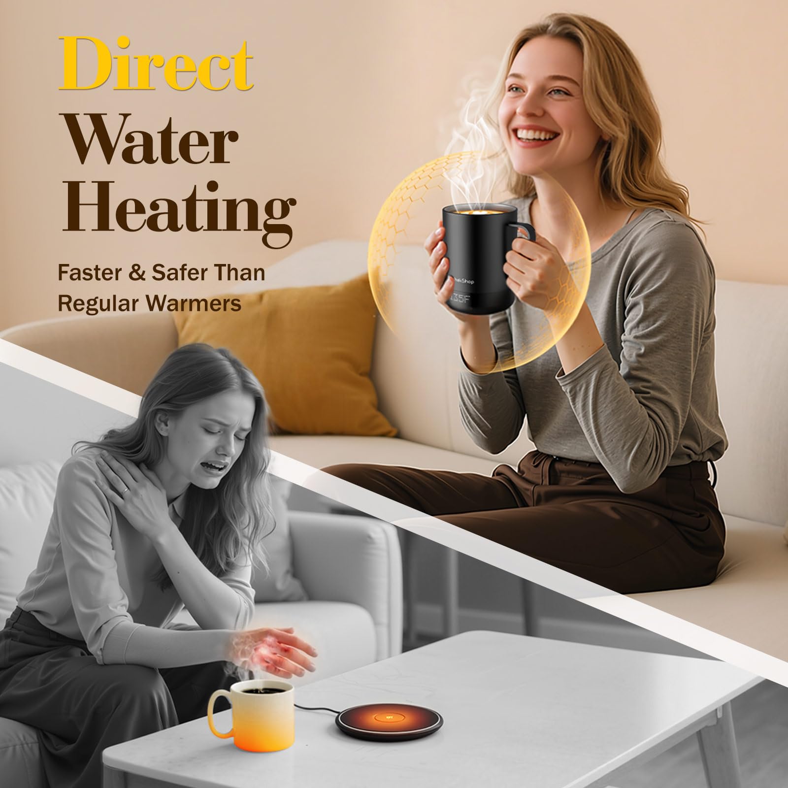 KitchekShop mug warmer temperature settings offer customizable heat levels for beverages.