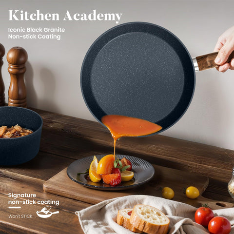 Kitchen Academy 11-inch nonstick skillet with granite coating for quick browning