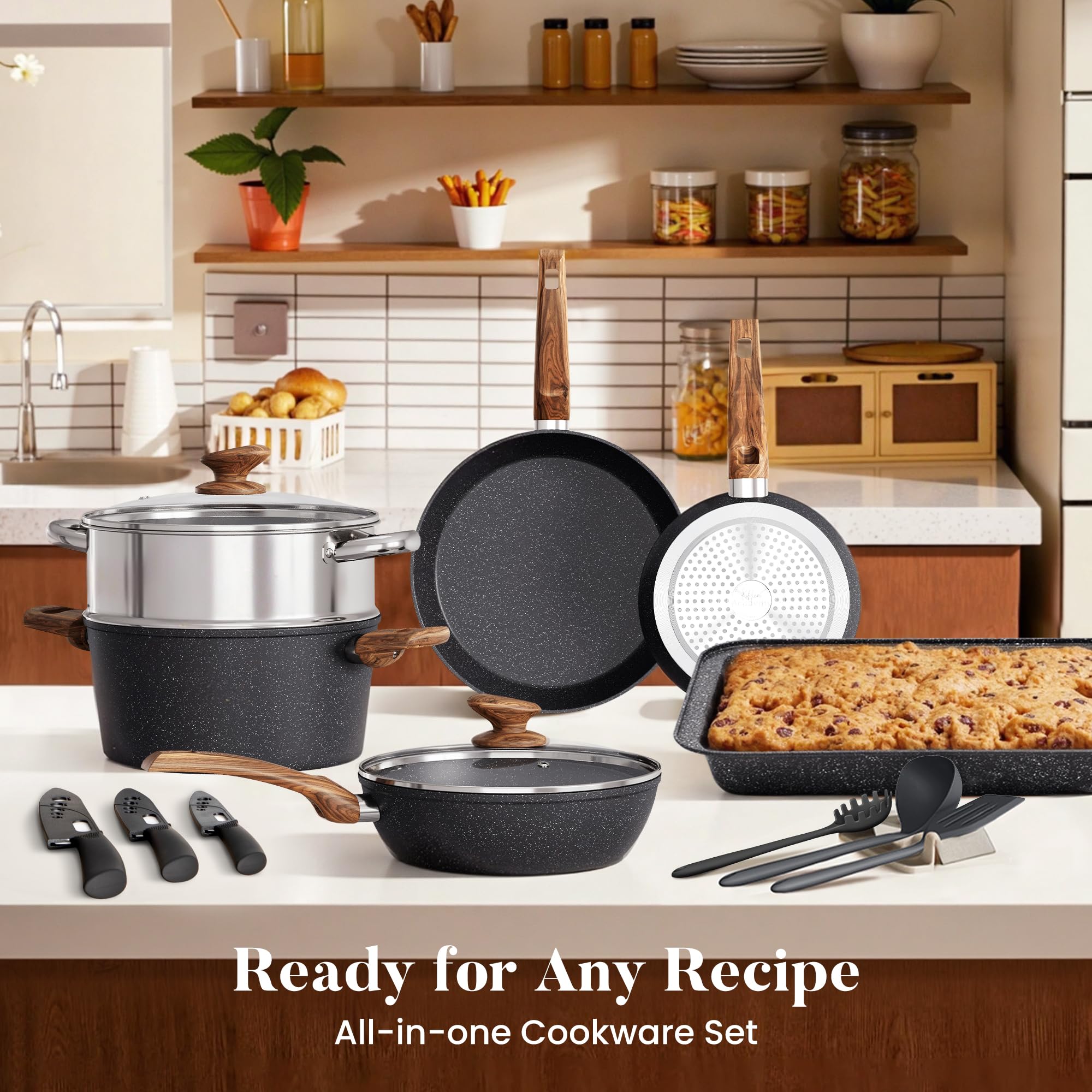 Kitchen Academy bakelite handles: heat-resistant grip for safe, comfortable cooking.