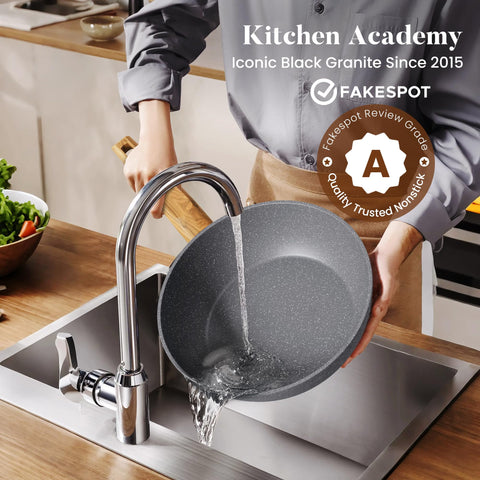 Kitchen Academy granite nonstick 11.4-inch square pan for browning.