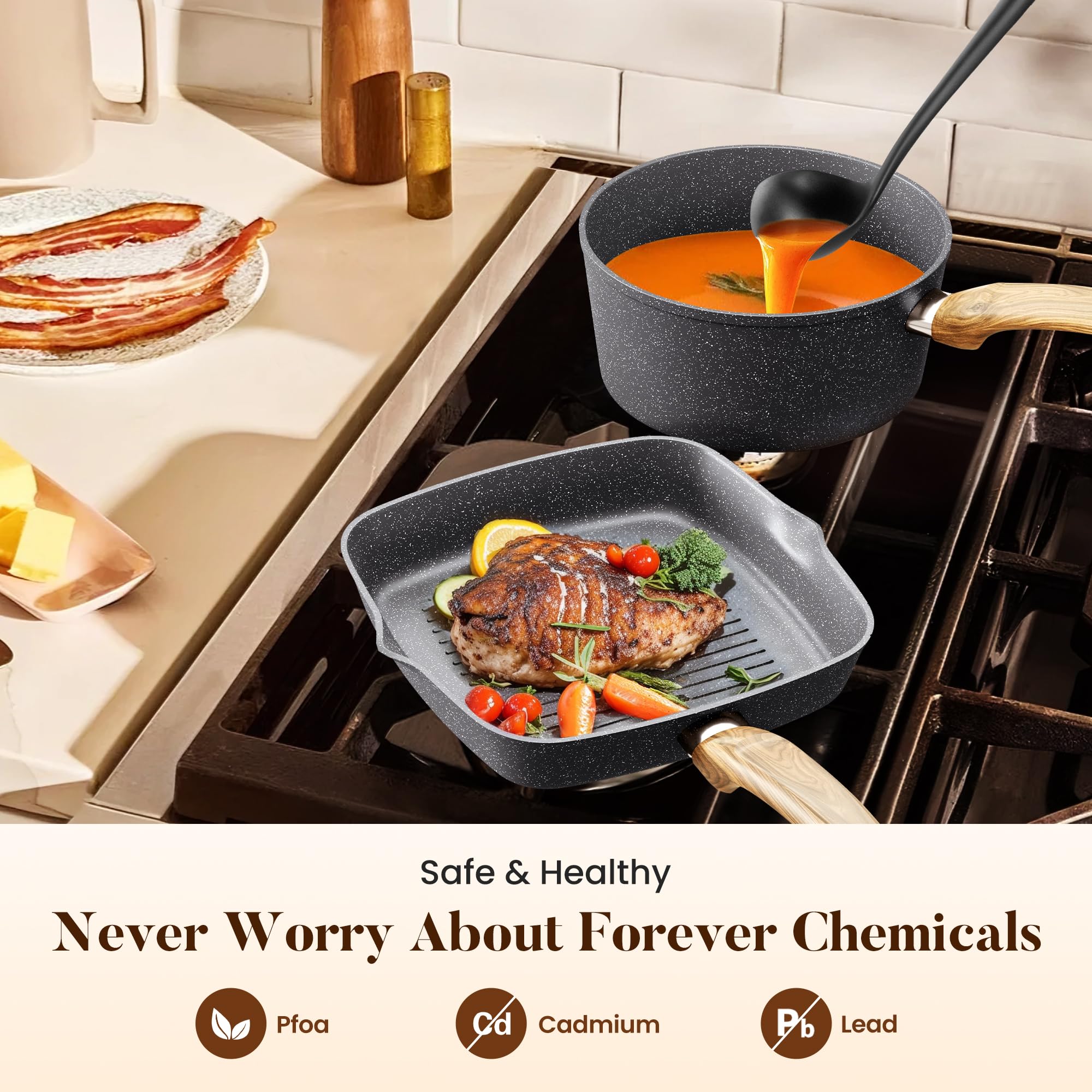 Kitchen Academy granite nonstick 11-inch fry pan ideal for sautés.