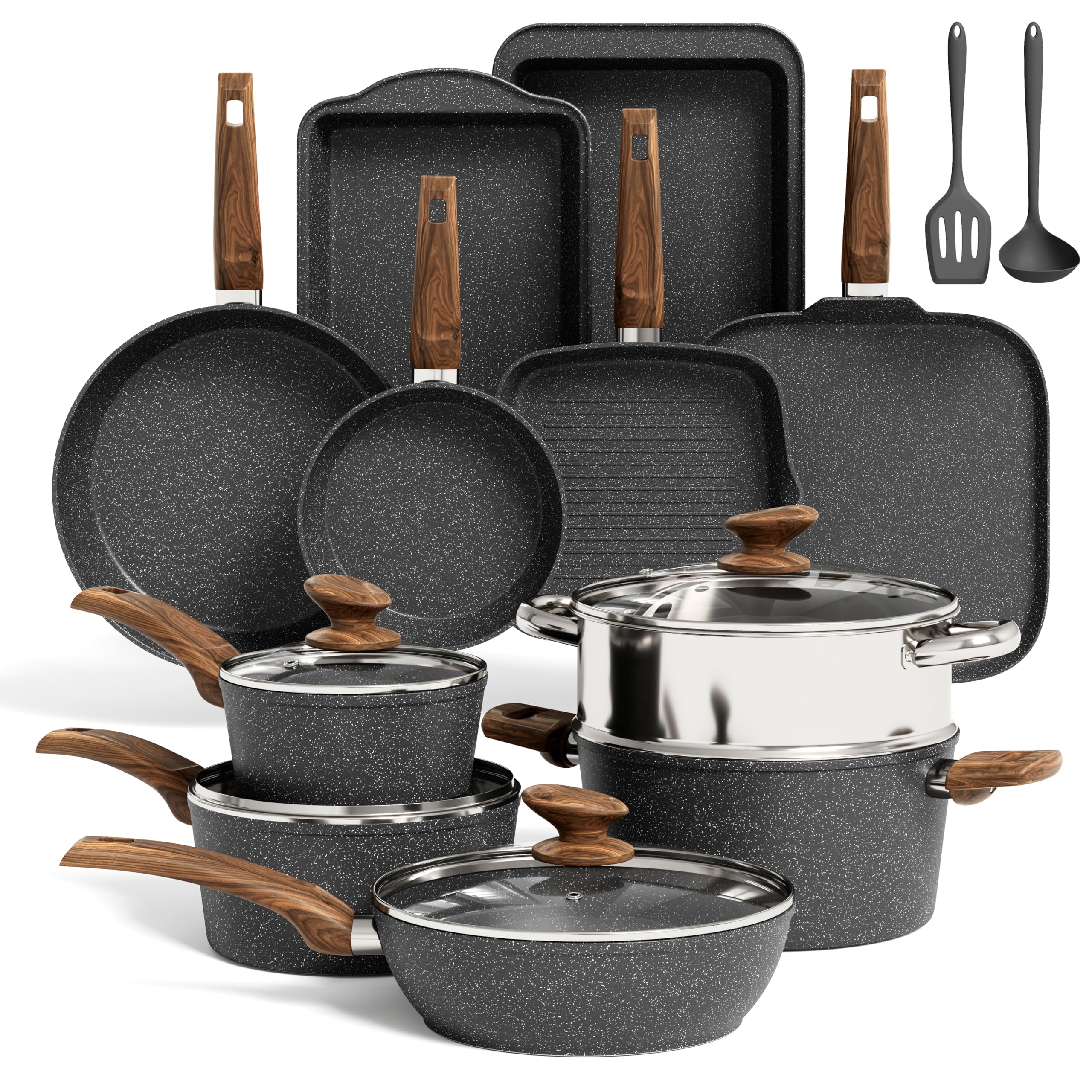 Kitchen Academy 8-inch fry pan with nonstick coating for quick, easy release and cleanup.