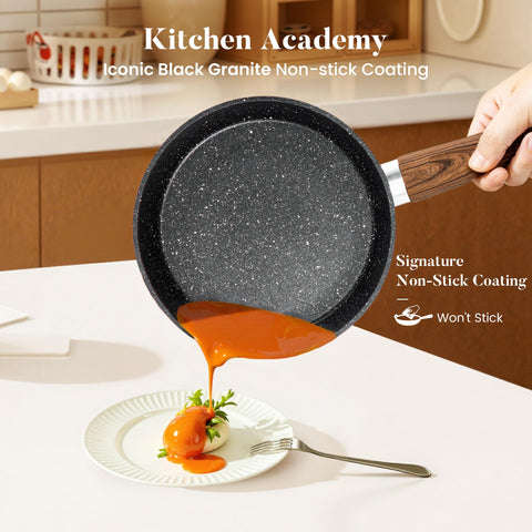 Kitchen Academy 9.5-inch wok with lid ideal for fast, flavorful stir-fries with minimal sticking.