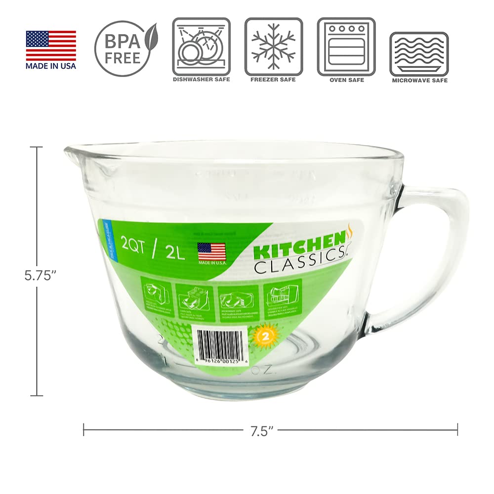 Kitchen Classics batter bowl use-mixing shows a wide opening for easy batter prep