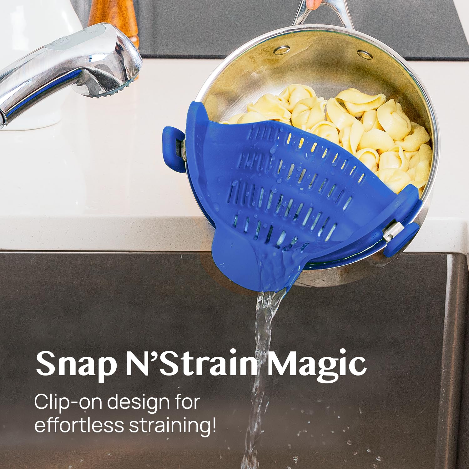 Close-up of durable silicone material used in Kitchen Gizmo Snap N' Strain.
