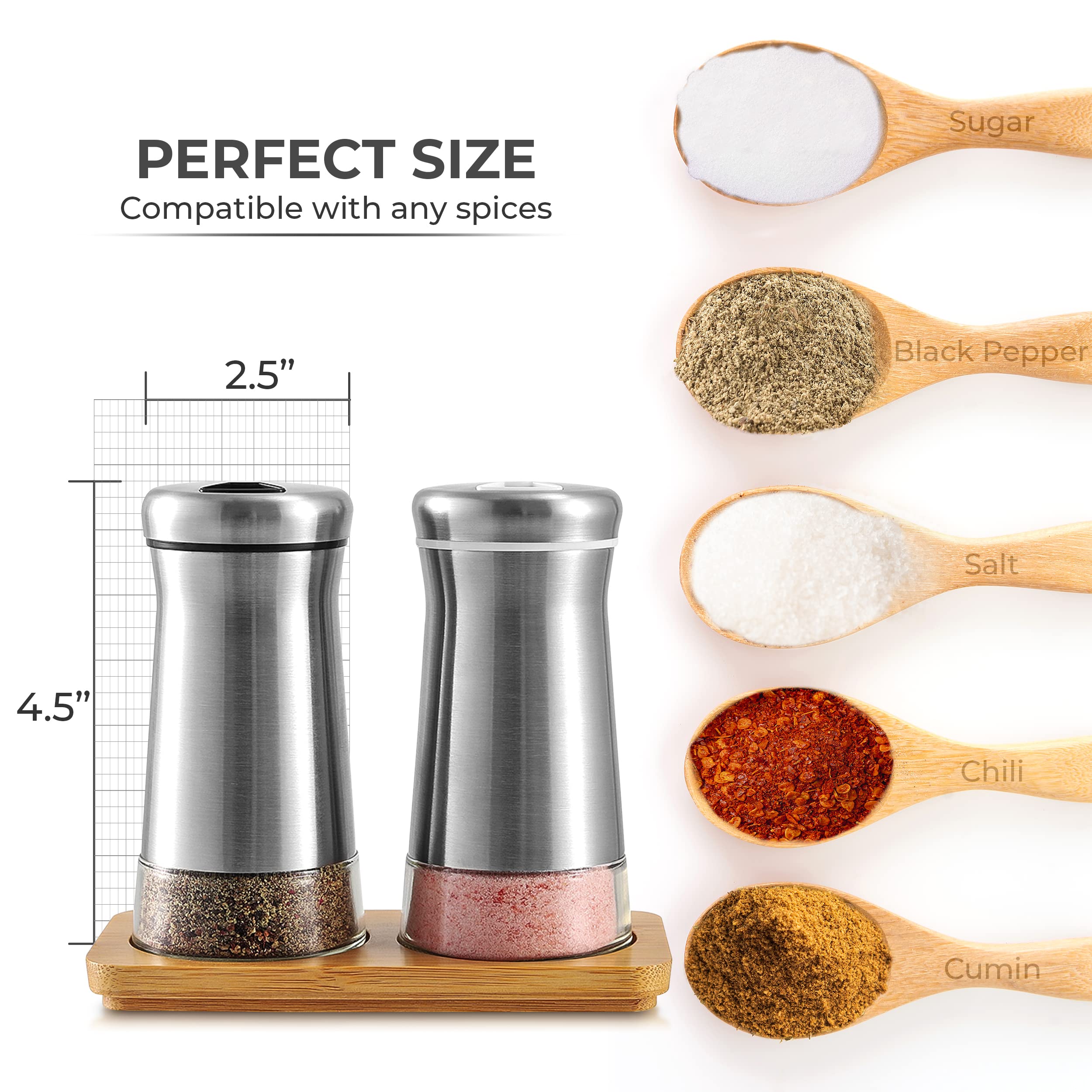 Kitchen-GO pepper shaker with four-hole lids for controlled seasoning