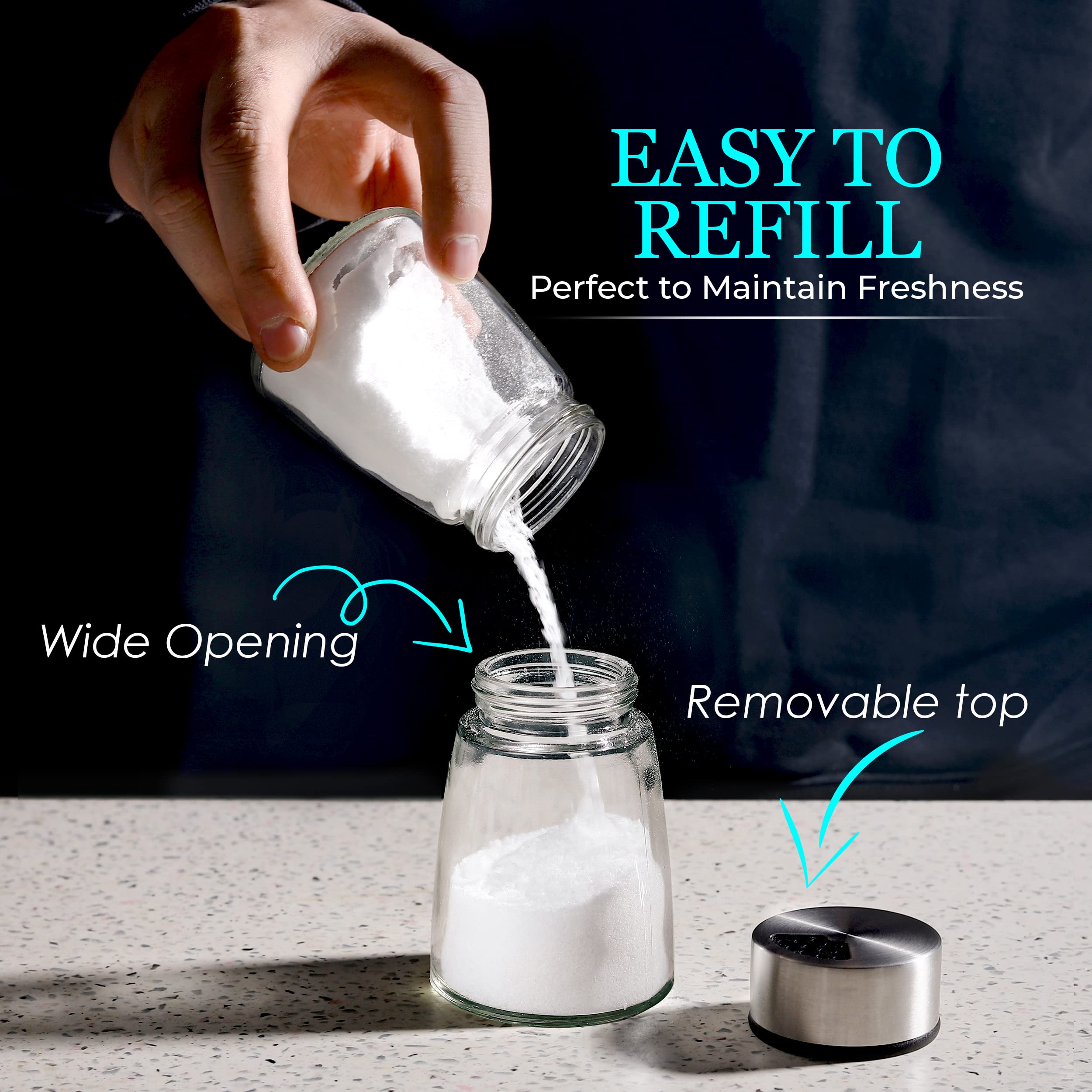 Kitchen-GO salt and pepper shakers are durable for table use and camping.