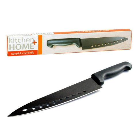 Kitchen Home nonstick sushi knife blade top view with aerated holes for reduced friction.