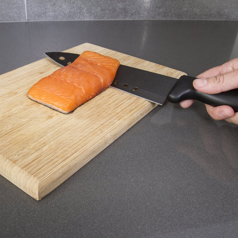 Kitchen Home nonstick sushi knife slicing raw fish with precision.