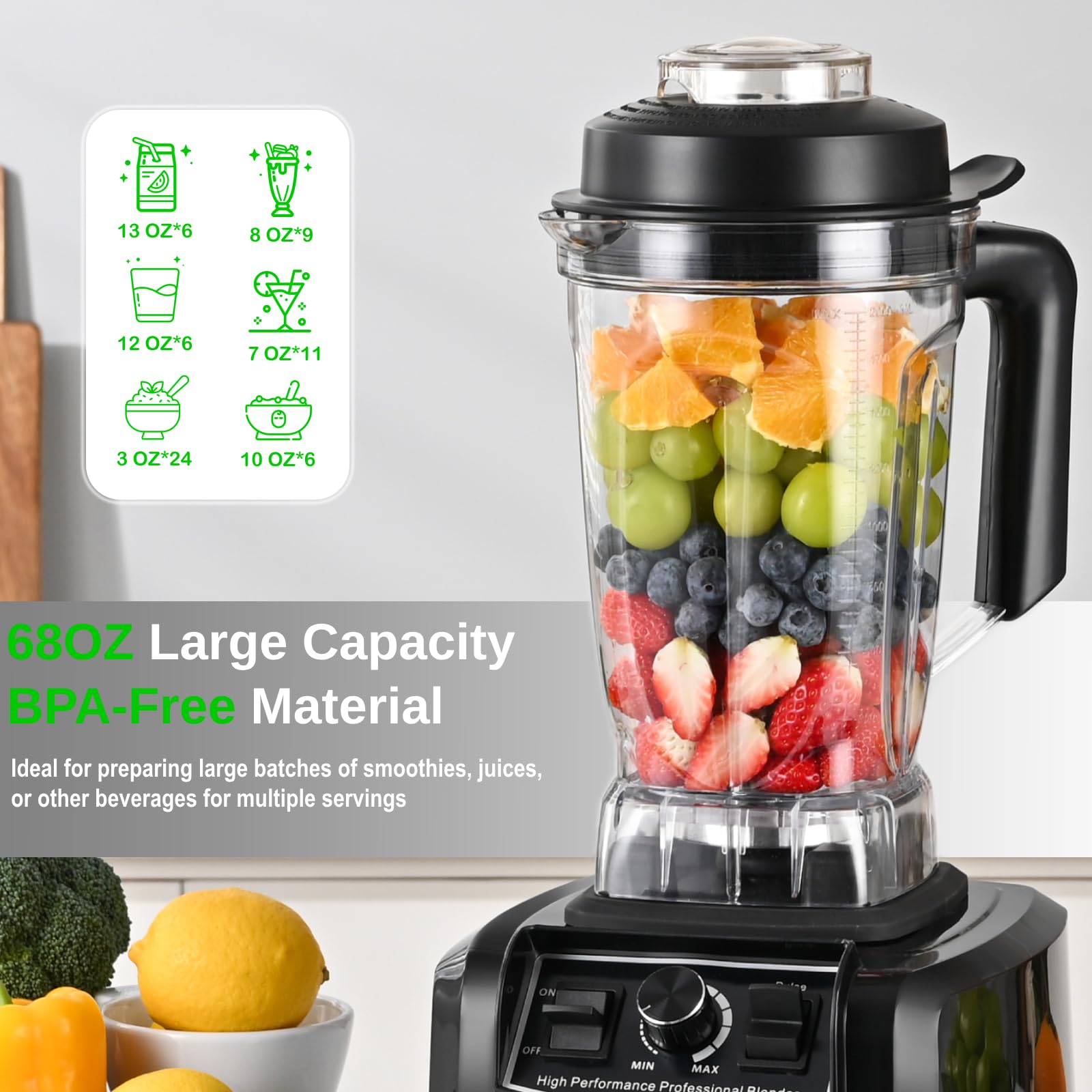 Kitchen in the box Blender pulse function for quick blending bursts.