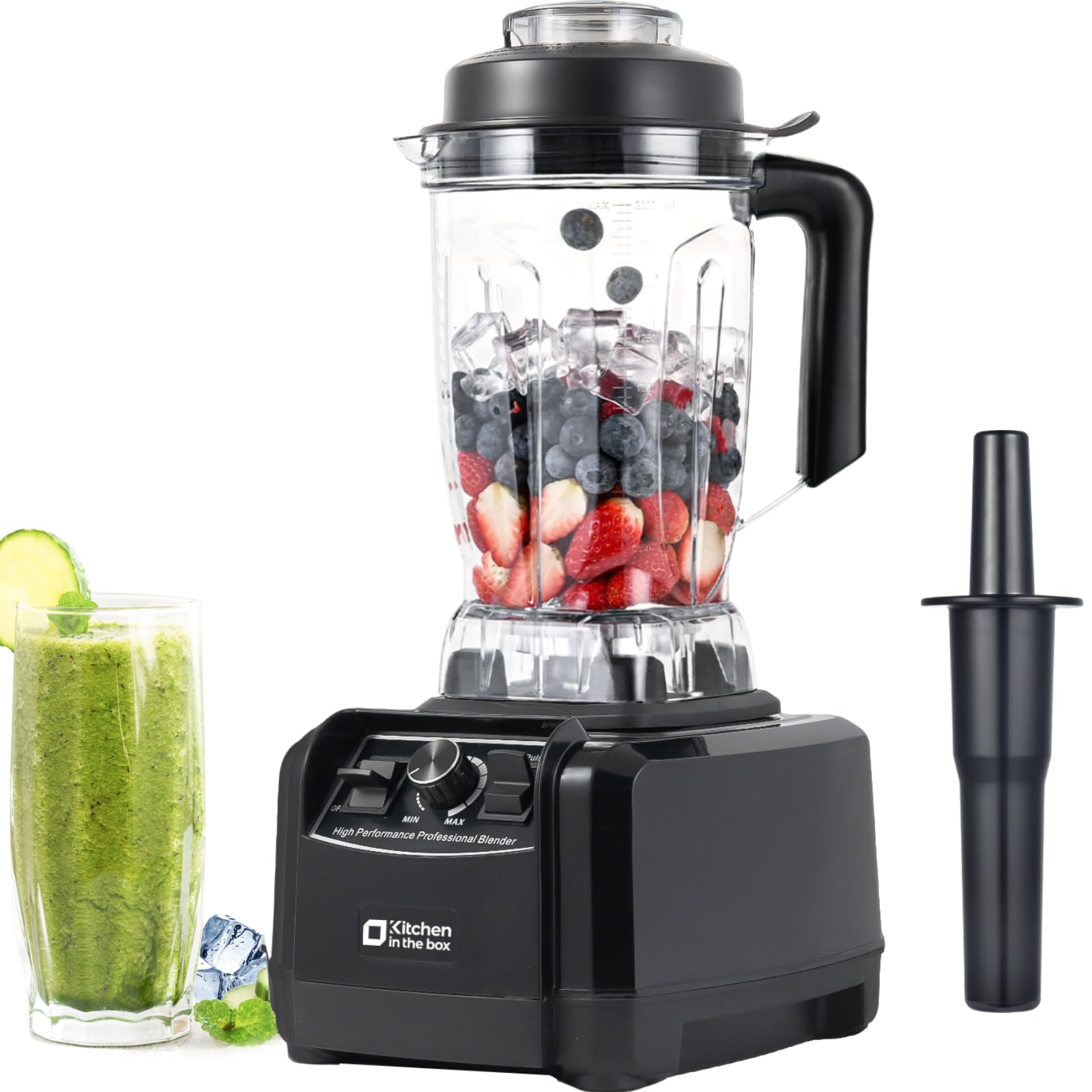 Kitchen in the box Blender removable cap enables seamless ingredient adding.