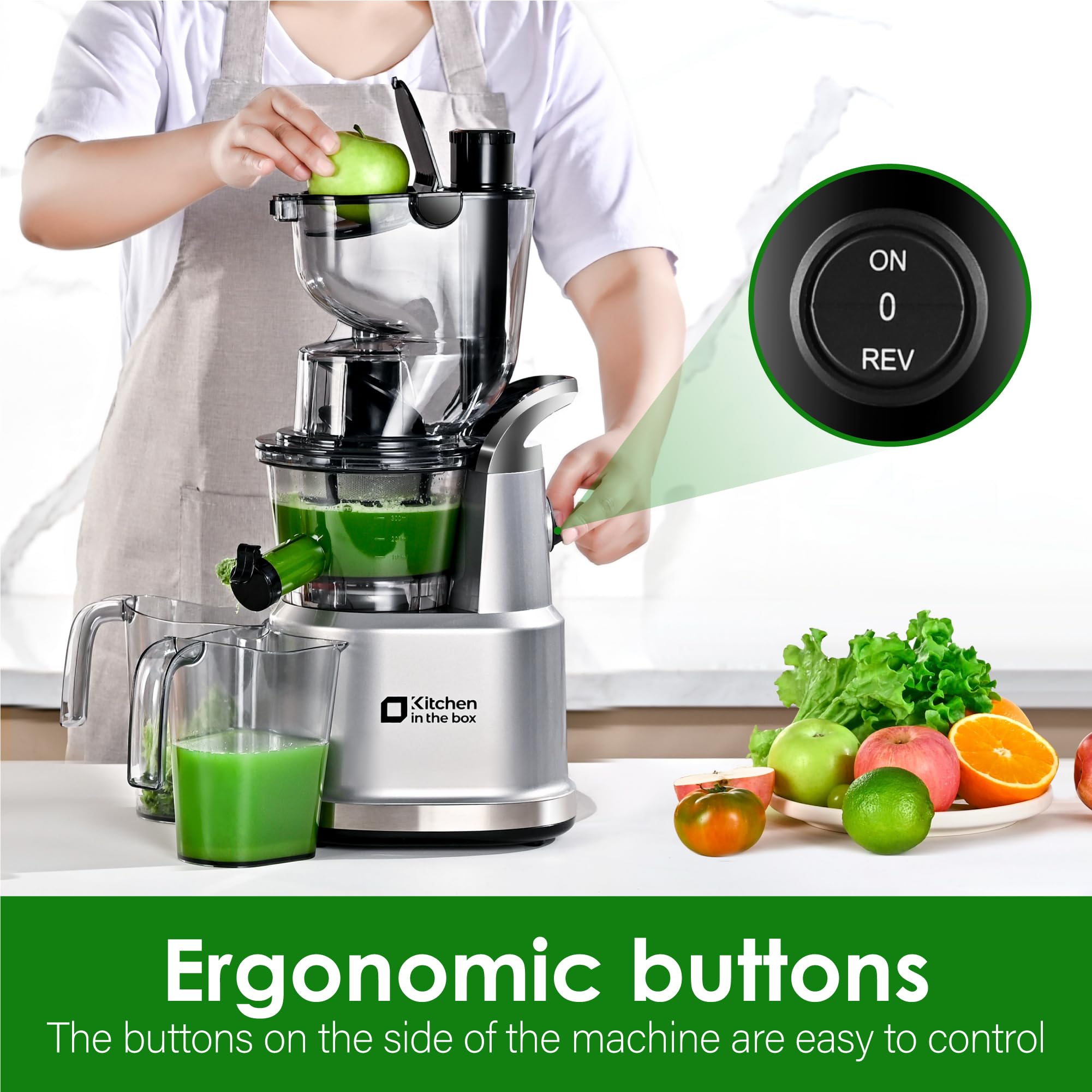 Kitchen in the Box BPA-free juicer for safe, healthy kitchen use.