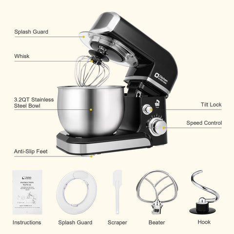 Kitchen in the Box Stand Mixer 3.2 Qt bowl ready for small batch recipes.
