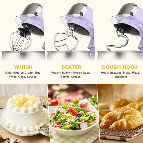 Kitchen in the box stand mixer six-speed control for a range of batters.