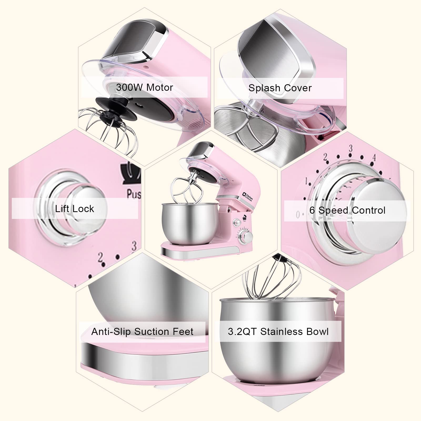 Transparent anti-splash lid from Kitchen in the Box prevents messes while mixing.