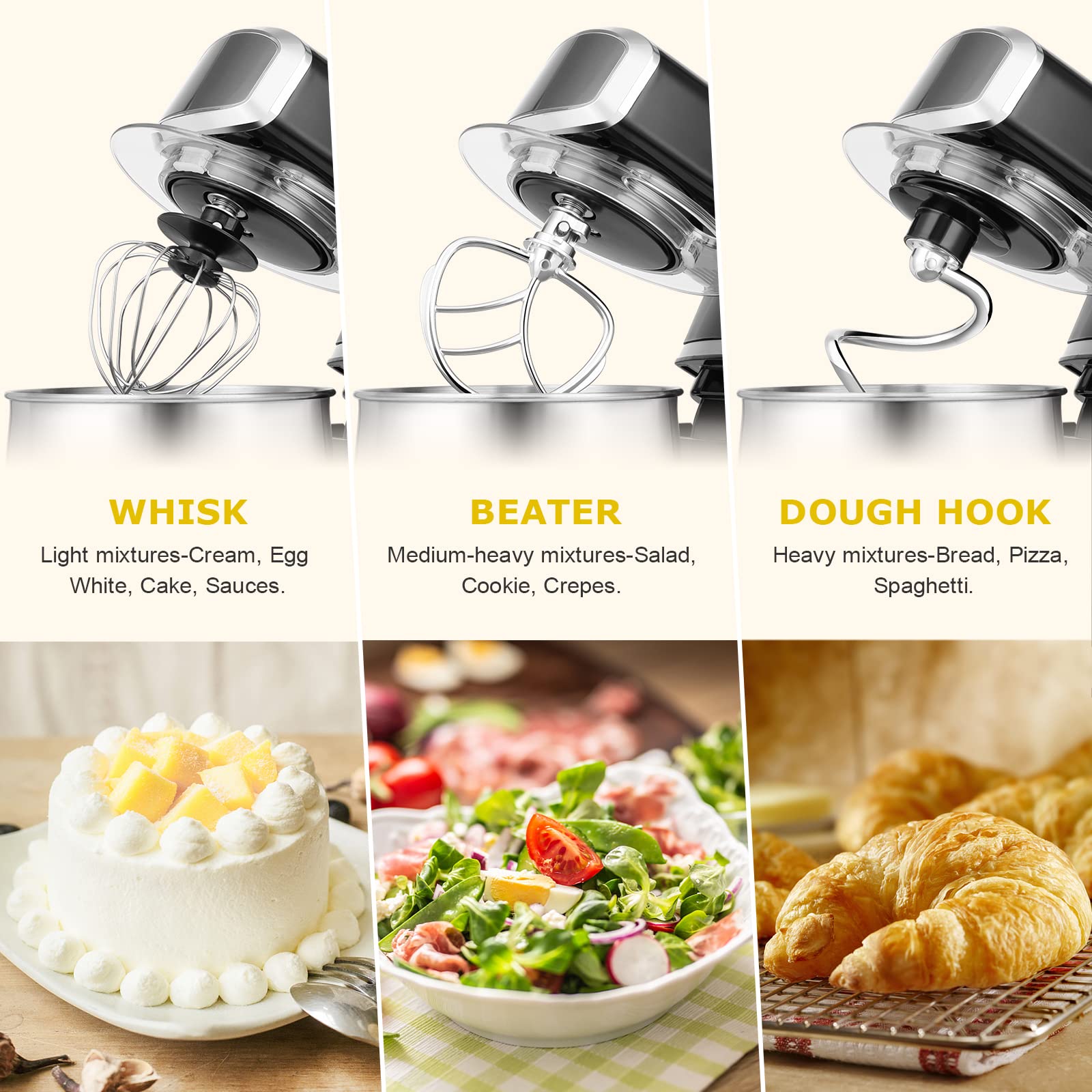 Kitchen in the Box Stand Mixer anti-slip suction cups keep it steady during operation.