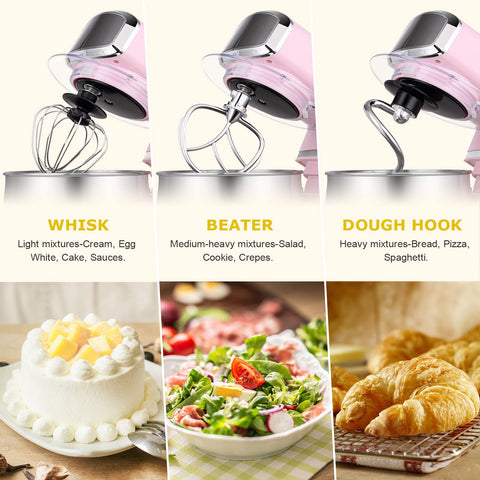 Tilt-head design gives easy access and quick cleanup for Kitchen in the Box mixer.