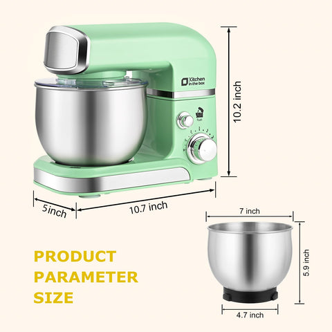 Kitchen in the box stand mixer in green, ideal for compact kitchens.