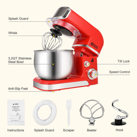 Kitchen in the Box red attachments with whisk and beaters