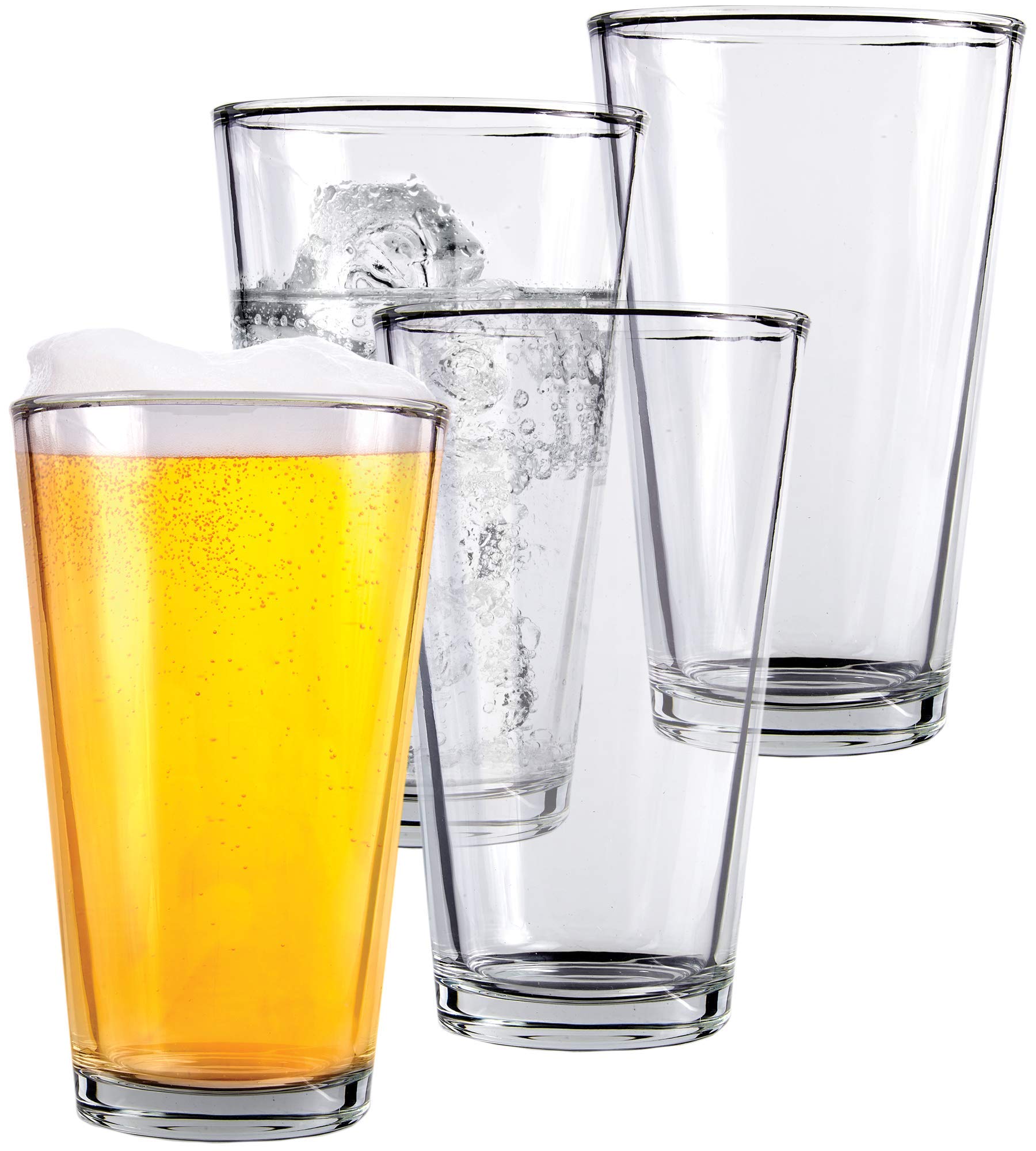 Kitchen Lux pint beer glasses set 4-16oz - durable tumblers ideal for beer and social occasions.
