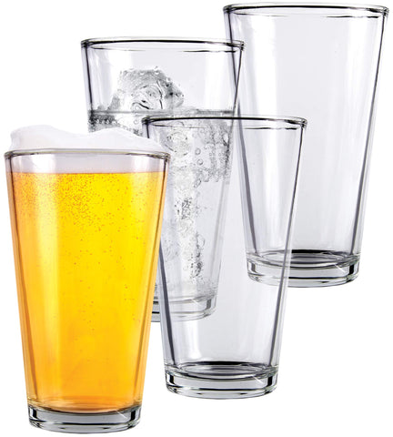 Kitchen Lux pint beer glasses set 4-16oz - durable tumblers ideal for beer and social occasions.