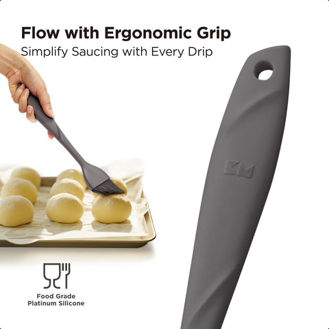Kitchen Mama WaltzGrip Platinum silicone bristles for safe heat handling and no shedding