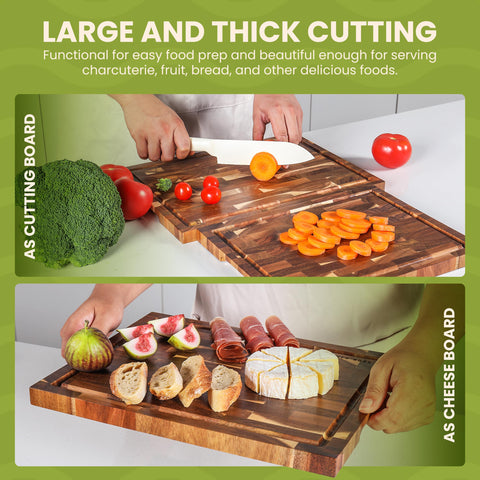 Kitchen Nook acacia cutting board 13x10 on stand, compact task board.