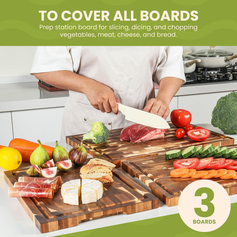 Kitchen Nook acacia cutting board with juice groove, keeps counters clean.