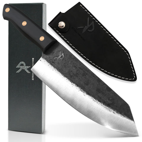 Kitchen Perfection 8-inch handmade carving knife close-up showing razor-sharp edge for precise slicing