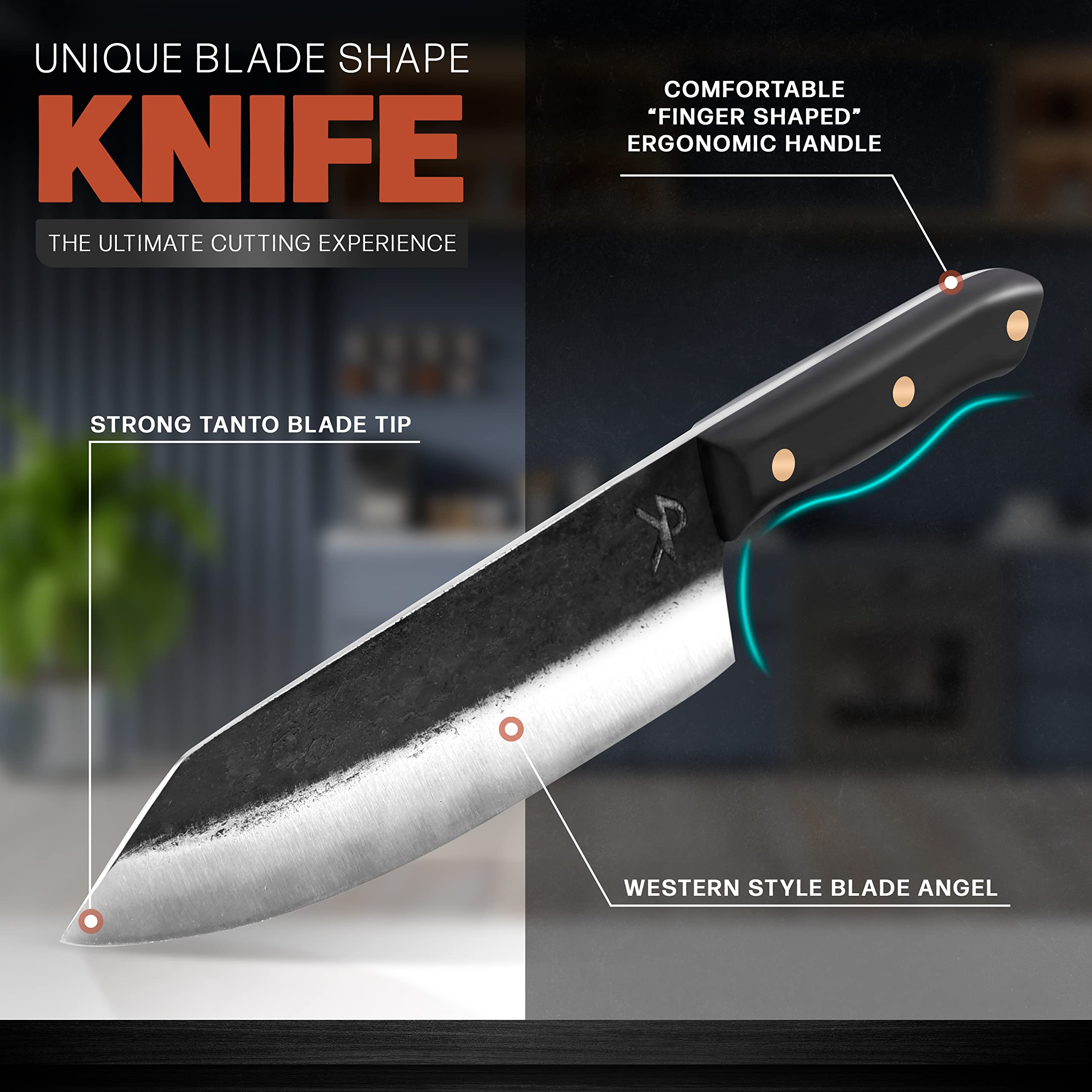Kitchen Perfection high-carbon steel blade preserves edge and durability