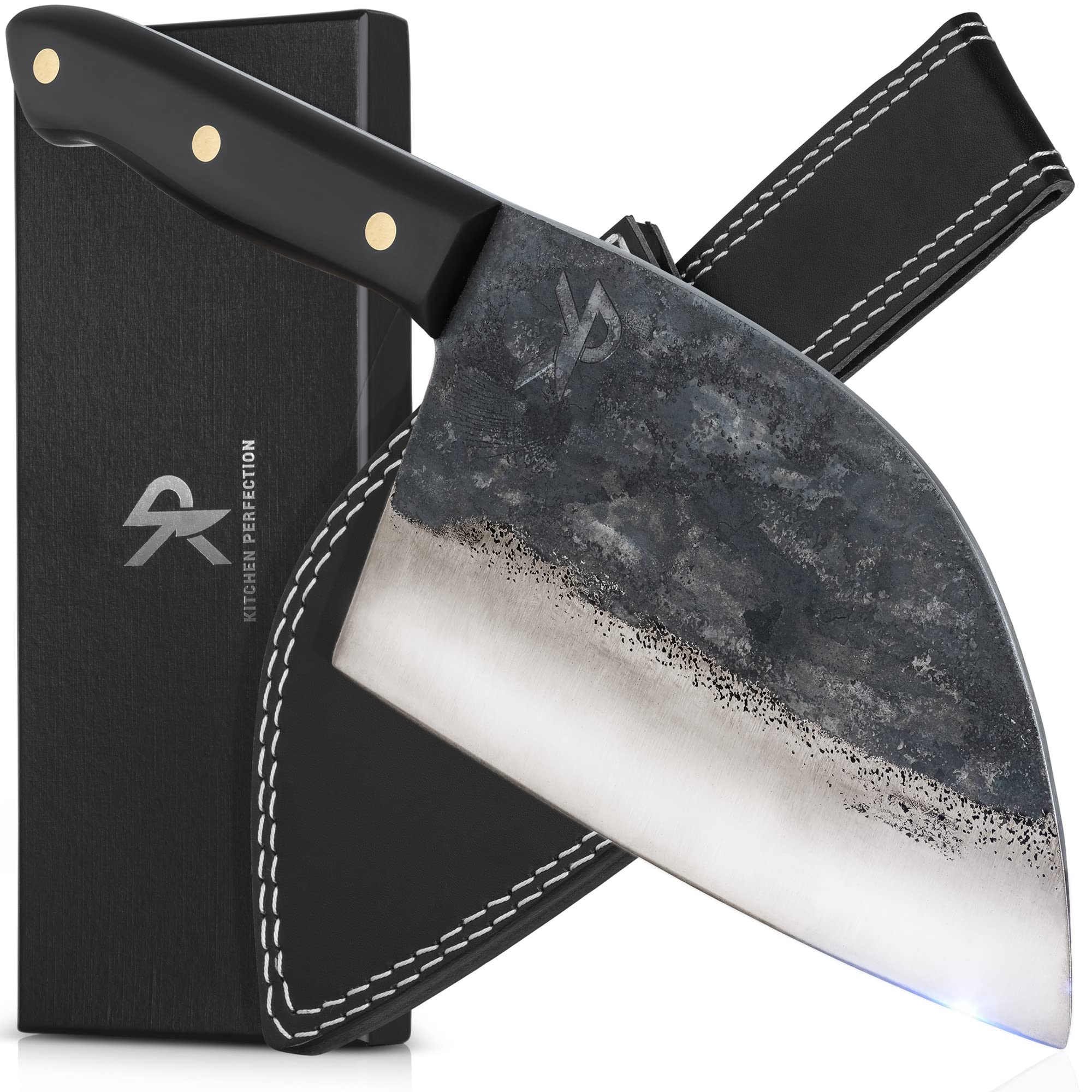 Kitchen Perfection meat cleaver 7in for efficient meat cutting and chunk slicing.