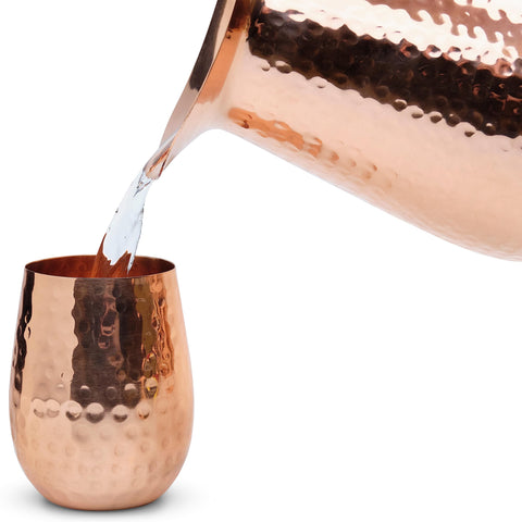 Kitchen Science copper pitcher aging patina shows natural authenticity over time.