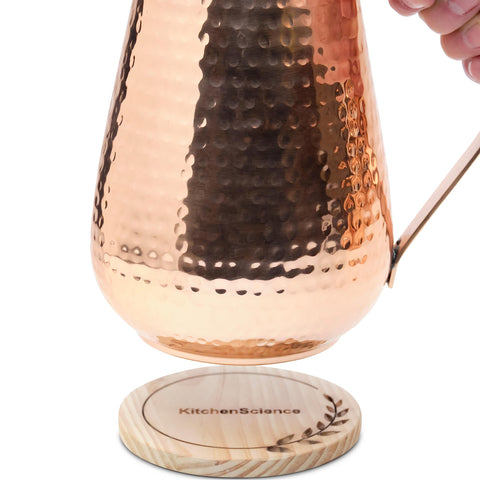 Kitchen Science copper pitcher wide-mouth ideal for room-temperature water.