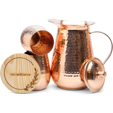 Kitchen Science protective bag and exterior lacquer keep copper shine.