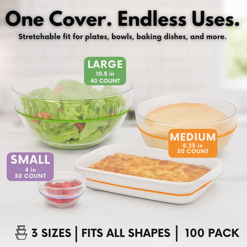 Kitchen Strong 100-pack bowl covers ready for bulk prep and storage.