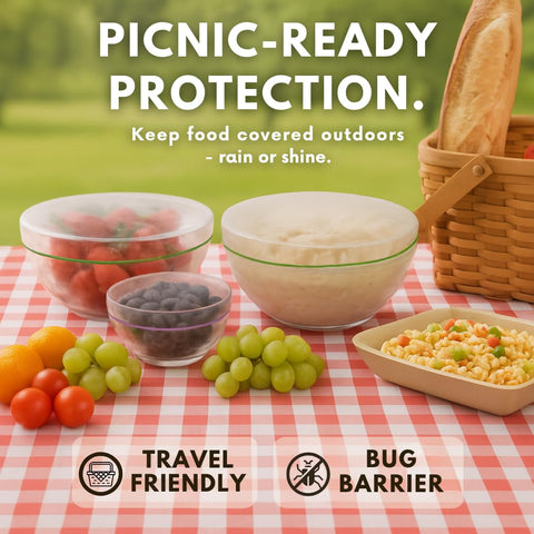 Kitchen Strong storage covers protect bowls from dust and pests.